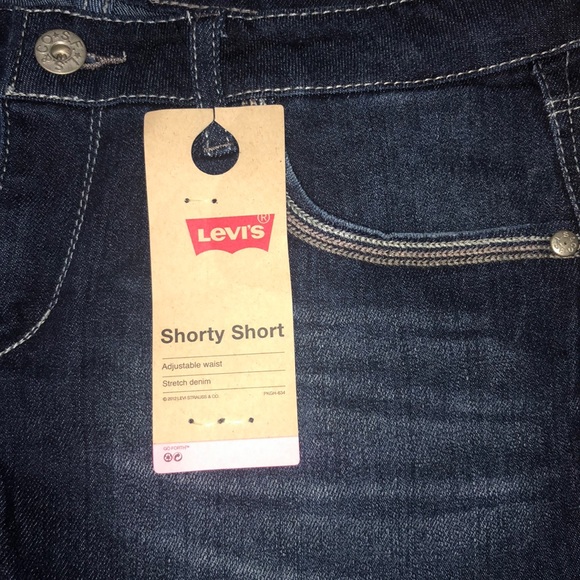 🆕💜 Levi’s Girls Denim Shorty Shorts – Size 16, Dark Wash, NWT - Picture 3 of 9